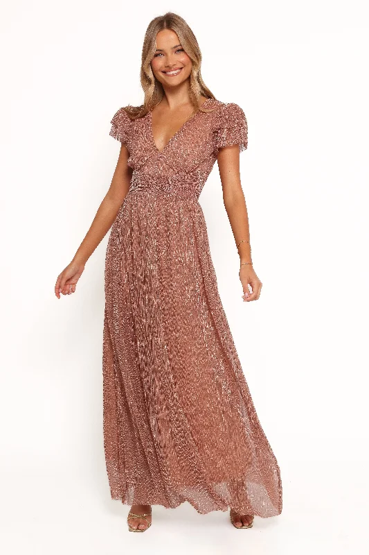 Feminine and fashionable clothing for every wardrobe   Cressida Maxi Dress - Rose Gold
