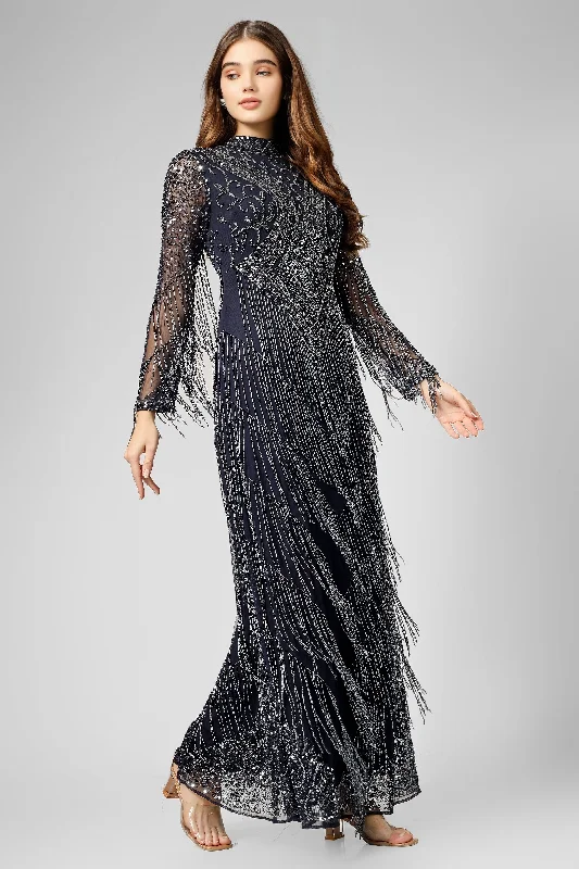 Essential women’s clothing for every season   Lissy Navy Blue Fringe Maxi Dress