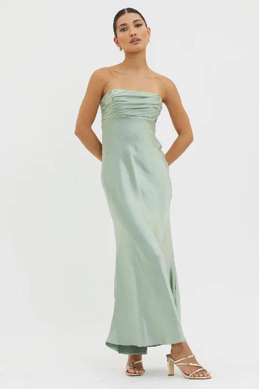 Affordable fashion that looks high-end   Moon Song Strapless Laced Back Dress Matcha