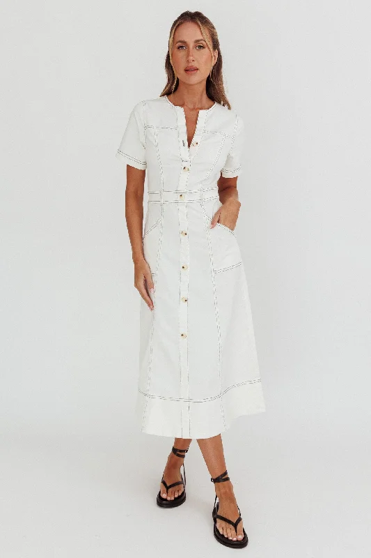 Affordable fashion that looks high-end   Aspen Love Front Pocket Midi Dress White