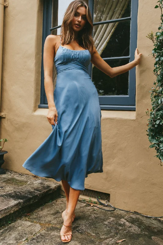 Comfortable yet fashionable women’s wear   Linka Cami Strap Midi Dress Dusty Blue