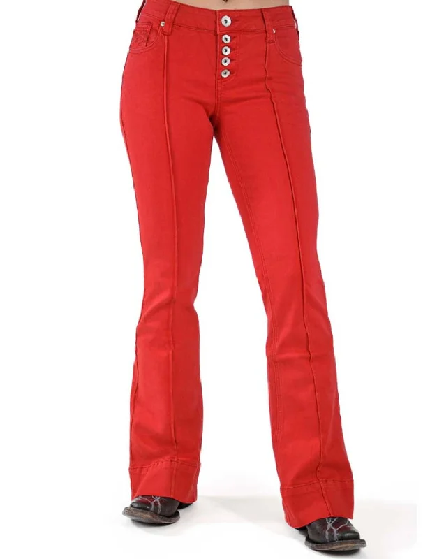 Step into style with our women’s clothing collection   Cowgirl Tuff Womens Hot Trouser Red Cotton Blend Jeans