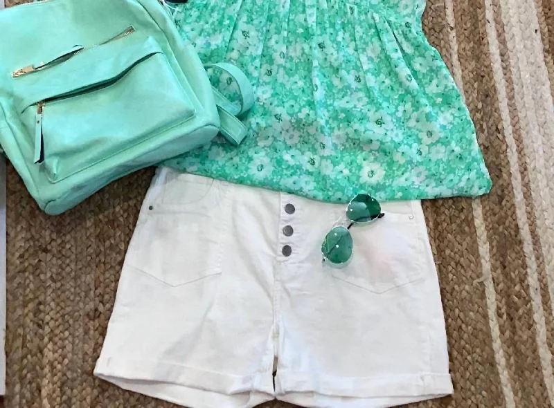 High-quality women’s wear for everyday elegance   Plus Size Hi Rise Button Fly Denim Shorts In White