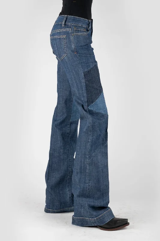 Curated collections for modern, fashionable women   Stetson Womens 214 Trouser Patchwork Blue Cotton Blend Jeans