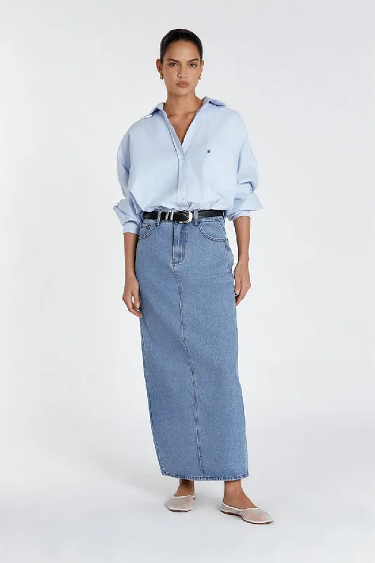 Uncover unique pieces for your perfect wardrobe   JOPLIN VIN/BLUE DENIM MIDI SKIRT