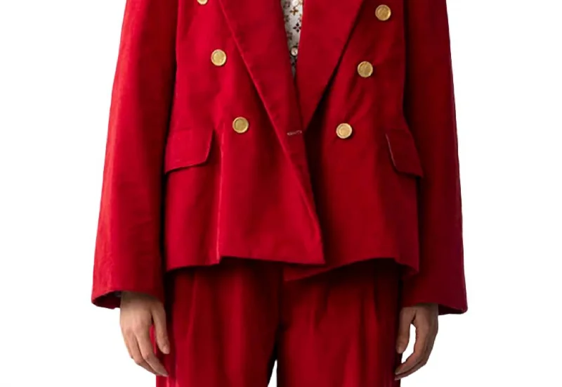 Feminine silhouettes for the modern woman   Augusta Corduroy Blazer In Red Ruby