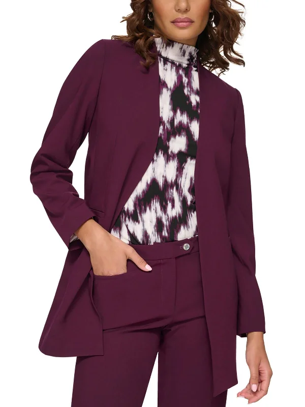 Step up your style with trendy women’s clothing   Petites Womens Collarless Business Open-Front Blazer