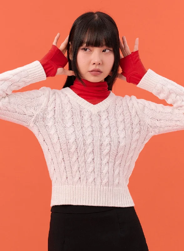 Modern fashion pieces designed for all women   Cable Knit V-Neck Sweater IN301