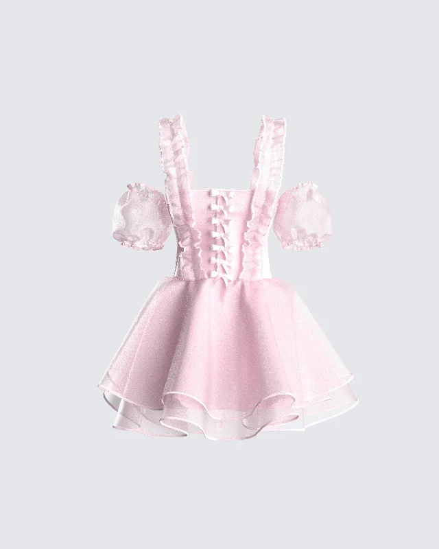 Affordable fashion that looks high-end   Nini Pink Organza Ruffle Dress