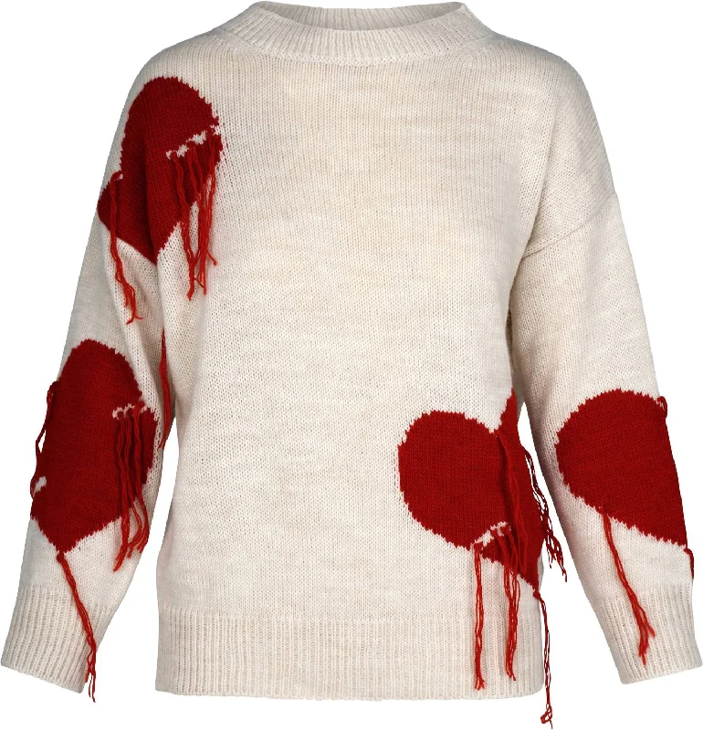 Dress to impress with elegant women’s wear   Women's Broken Heart Knit Pullover In Cream/red