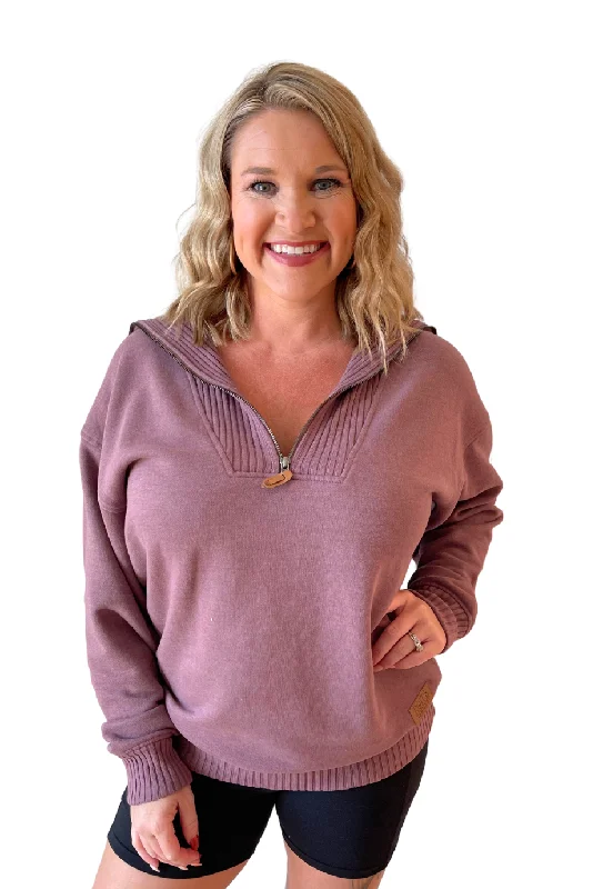 Sporty-chic women’s apparel for active lifestyles   Thelma Zip Long Mock Neck Fleece
